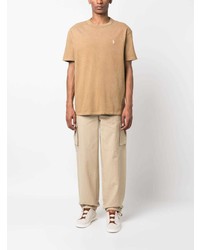 beige besticktes T-Shirt mit einem Rundhalsausschnitt von Polo Ralph Lauren