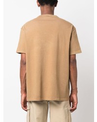 beige besticktes T-Shirt mit einem Rundhalsausschnitt von Polo Ralph Lauren