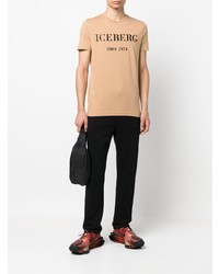 beige besticktes T-Shirt mit einem Rundhalsausschnitt von Iceberg