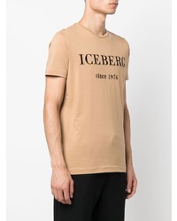 beige besticktes T-Shirt mit einem Rundhalsausschnitt von Iceberg