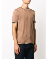 beige besticktes T-Shirt mit einem Rundhalsausschnitt von Eleventy