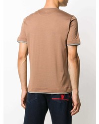 beige besticktes T-Shirt mit einem Rundhalsausschnitt von Eleventy