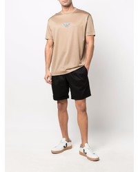 beige besticktes T-Shirt mit einem Rundhalsausschnitt von Emporio Armani