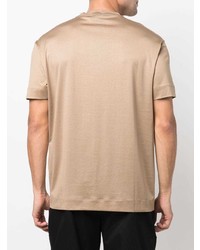 beige besticktes T-Shirt mit einem Rundhalsausschnitt von Emporio Armani