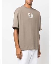 beige besticktes T-Shirt mit einem Rundhalsausschnitt von Emporio Armani