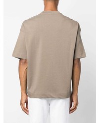 beige besticktes T-Shirt mit einem Rundhalsausschnitt von Emporio Armani