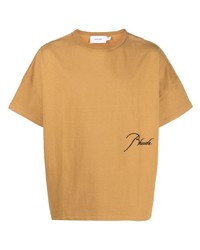 beige besticktes T-Shirt mit einem Rundhalsausschnitt von Rhude