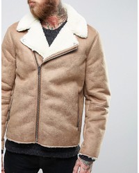 beige Bikerjacke von Asos