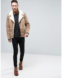 beige Bikerjacke von Asos