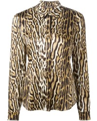 beige Businesshemd mit Leopardenmuster von Roberto Cavalli
