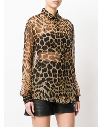 beige Businesshemd mit Leopardenmuster von Saint Laurent