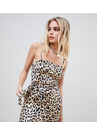 beige Camisole-Kleid aus Samt mit Leopardenmuster