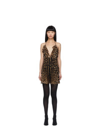 beige Camisole-Kleid aus Seide mit Leopardenmuster