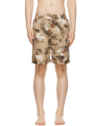 beige Camouflage Badeshorts