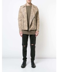 beige Camouflage Bikerjacke von Balmain