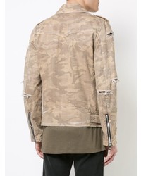 beige Camouflage Bikerjacke von Balmain