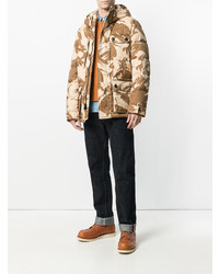 beige Camouflage Daunenjacke von Woolrich