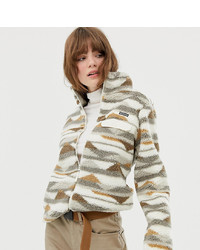 beige Camouflage Fleece-Pullover mit einem Reißverschluß