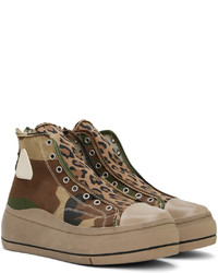 beige Camouflage hohe Sneakers von R13