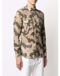 beige Camouflage Langarmhemd von Manuel Ritz