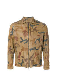 beige Camouflage Leder Bikerjacke