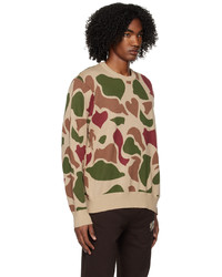 beige Camouflage Pullover mit einem Rundhalsausschnitt von Billionaire Boys Club