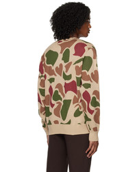 beige Camouflage Pullover mit einem Rundhalsausschnitt von Billionaire Boys Club