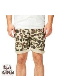 beige Camouflage Shorts