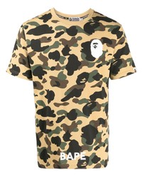beige Camouflage T-Shirt mit einem Rundhalsausschnitt von A Bathing Ape