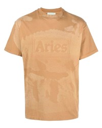beige Camouflage T-Shirt mit einem Rundhalsausschnitt von Aries
