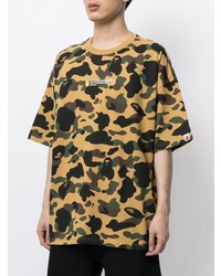beige Camouflage T-Shirt mit einem Rundhalsausschnitt von A Bathing Ape