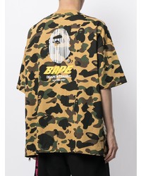 beige Camouflage T-Shirt mit einem Rundhalsausschnitt von A Bathing Ape