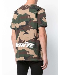 beige Camouflage T-Shirt mit einem Rundhalsausschnitt von Off-White