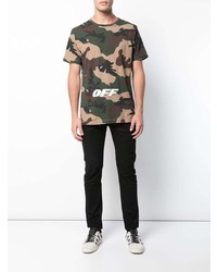 beige Camouflage T-Shirt mit einem Rundhalsausschnitt von Off-White