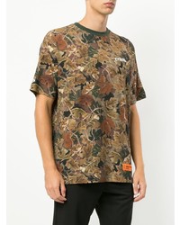 beige Camouflage T-Shirt mit einem Rundhalsausschnitt von Heron Preston