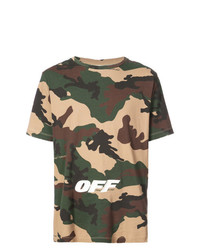 beige Camouflage T-Shirt mit einem Rundhalsausschnitt von Off-White