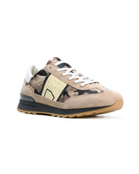 beige Camouflage Wildleder niedrige Sneakers von Philippe Model