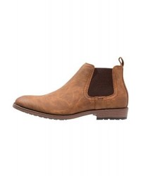 beige Chelsea Boots aus Leder von New Look