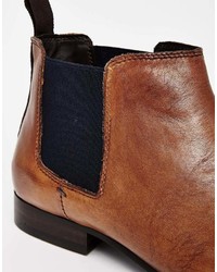 beige Chelsea Boots aus Leder