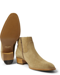 beige Chelsea Boots aus Wildleder von Saint Laurent