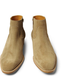 beige Chelsea Boots aus Wildleder von Saint Laurent