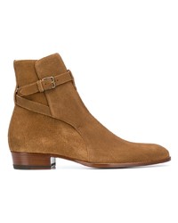 beige Chelsea Boots aus Wildleder von Saint Laurent