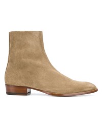 beige Chelsea Boots aus Wildleder von Saint Laurent