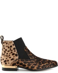 beige Chelsea Boots mit Leopardenmuster