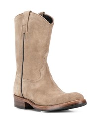 beige Cowboystiefel aus Wildleder von Alberto Fasciani