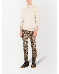 beige enge Jeans mit Leopardenmuster von Dolce & Gabbana