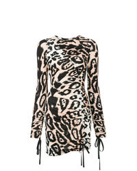beige figurbetontes Kleid mit Leopardenmuster