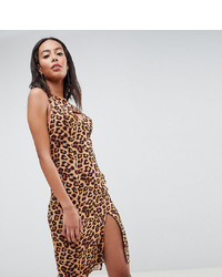 beige figurbetontes Kleid mit Leopardenmuster von Missguided Tall