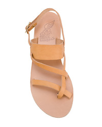 beige flache Sandalen aus Leder von Ancient Greek Sandals