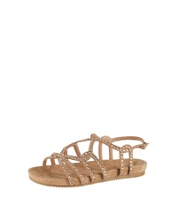 beige flache Sandalen aus Leder von Alma en Pena